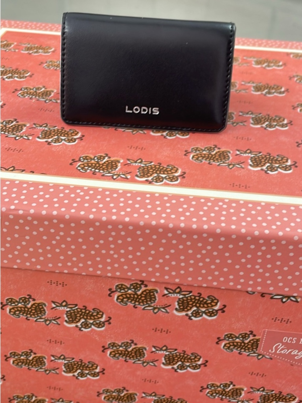 Lodis Black Leather Card Holder with Silver Logo